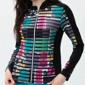 Joseph Ribkoff multi-color zip mesh jacket